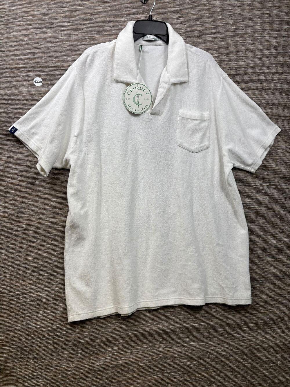 Criquet Polo Shirt Mens 2XL White Terry Cloth Relaxed Fit Golf Casual Breathable